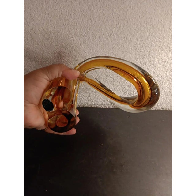 Glass Murano Italy Amber Sommerso Arch Freeform Sculpture For Sale - Image 7 of 8