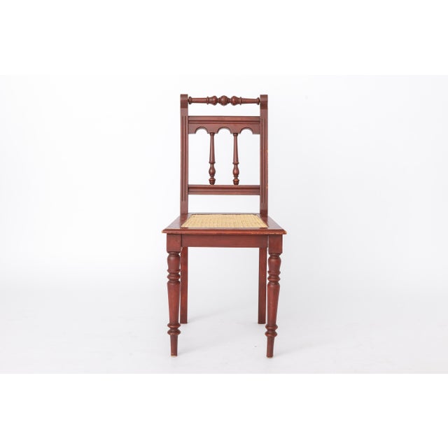 Vintage Belgian Turned Chair with Rattan Seat, 1940s For Sale - Image 12 of 12
