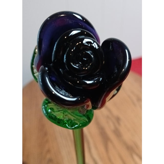Amethyst Vintage Murano. Amethyst Vase W/Emerald Vine Wrap Around Vase, With Matching Flowers For Sale - Image 8 of 12