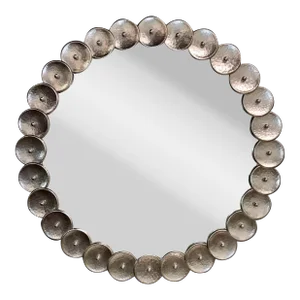 Global Views Modern SIlver Finished Shoe Buckle Round Wall Mirror