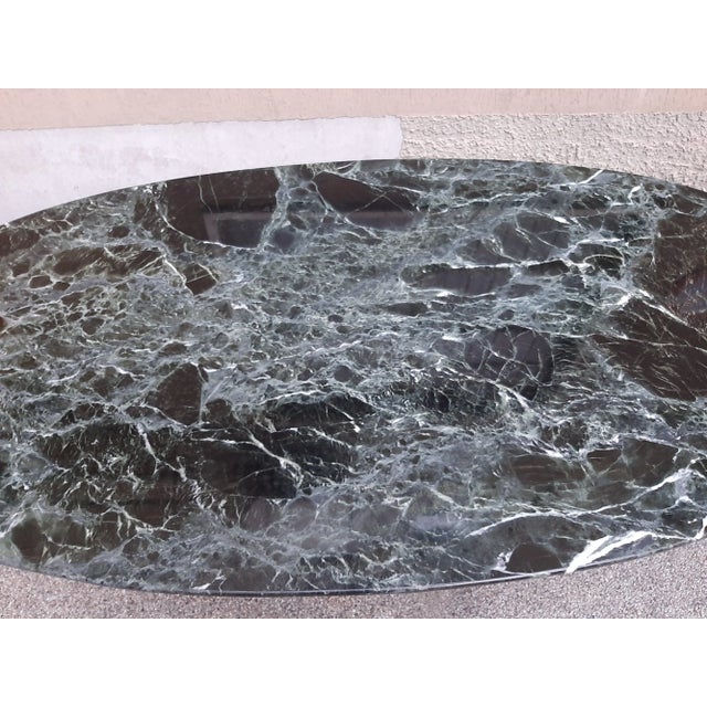 Green Marble Lacquered Iron Gray Oval Table, 1980s For Sale - Image 9 of 11