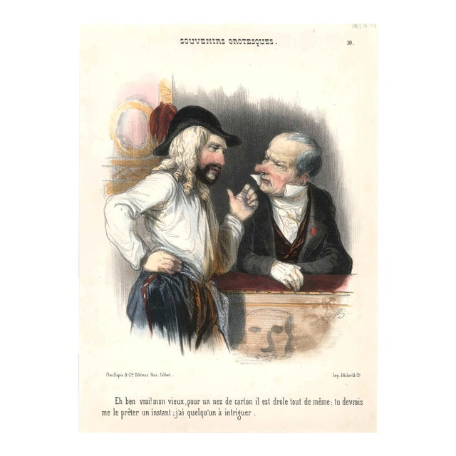 Souvenirs Grotesques - Original Lithograph and Pochoir by F. Bouchot - 1835 1835 For Sale