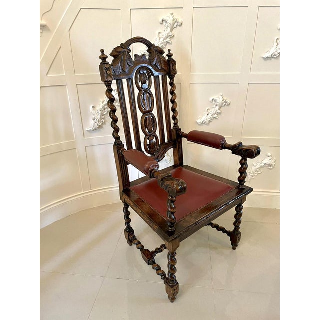 Large Victorian Carved Oak Armchair, 1860s For Sale - Image 16 of 16