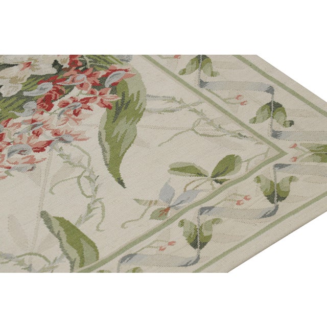 Rug & Kilim’s Tudor Style Rug in White and Cream With Floral Patterns For Sale In New York - Image 6 of 7