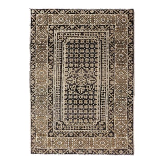 All-Over With Medallion Design Turkish Carpet in Shades of Brown and Cream 4'2"x6'3" For Sale