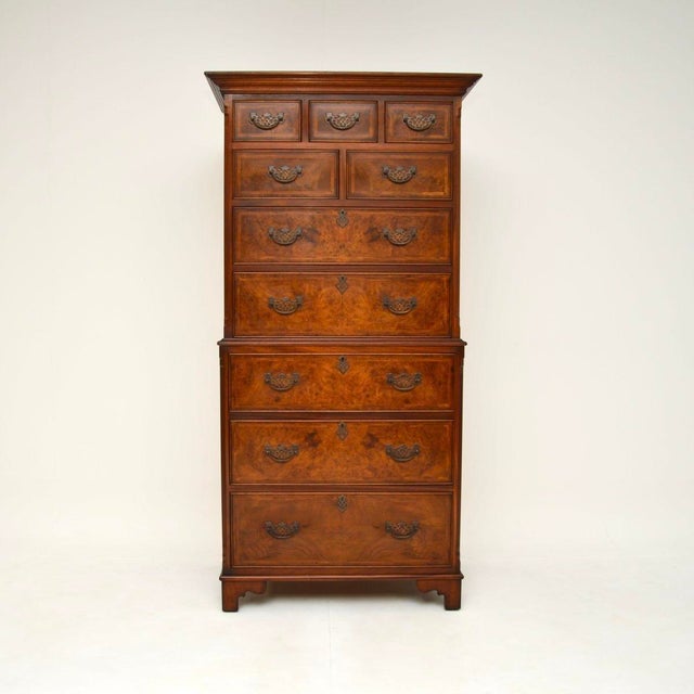 A large and impressive antique walnut chest on chest of drawers. This in the Georgian revival style, it was made in...