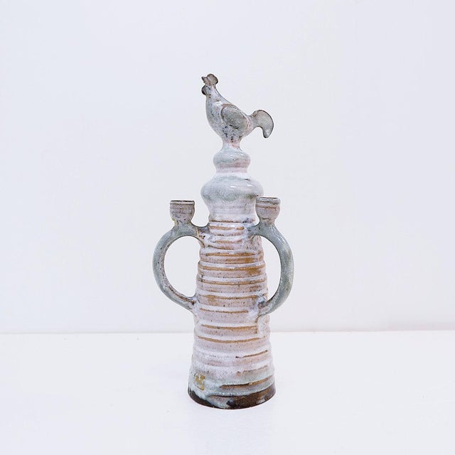 Three-Light Candlestick in Glazed Ceramic by Jacques Pouchain For Sale - Image 14 of 14