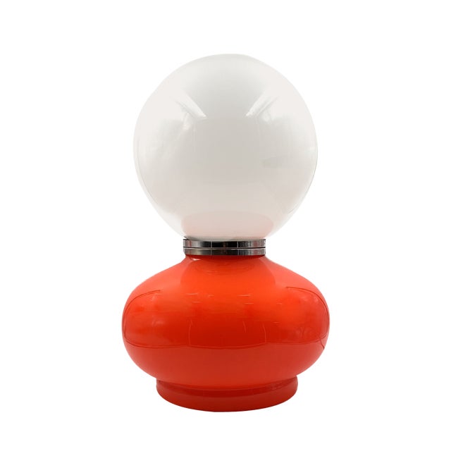 Space Age Red Murano Glass Table Lamp attributed to AV Mazzega, 1970s For Sale