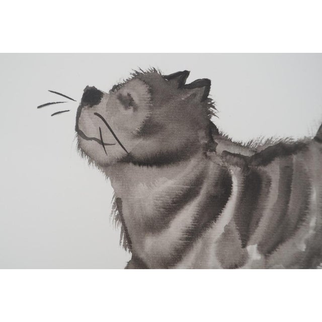 Laszlo Tibay (1962) Mother Cat and Her Lovely Siblings Original ink and wash drawing Signed lower right Authenticated by...
