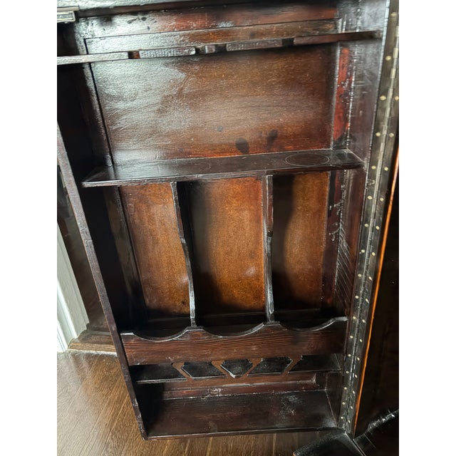Black Vintage Chinese Chinoiserie Black Lacquer Wine & Bar Cabinet For Sale - Image 8 of 11