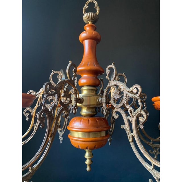 Large Wood Chandelier, 1960s For Sale - Image 4 of 11