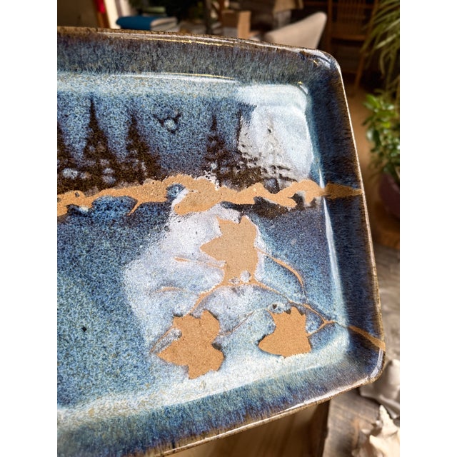 1990s Bristoleaf Studio Pottery Landscape Platter by David Karakatsoulis For Sale - Image 4 of 4