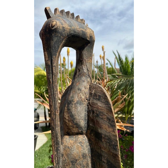 Antique Senufo Hornbill Sculpture (Porpianong), Côte D’Ivoire – 40” Tall For Sale - Image 12 of 18