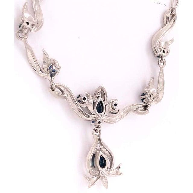 18 Karat White Gold With Blue Sapphire Drop Necklace For Sale In New York - Image 6 of 12