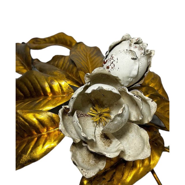 Gold 1950s Italian Gilt Metal Wall Floral Sculpture For Sale - Image 8 of 8