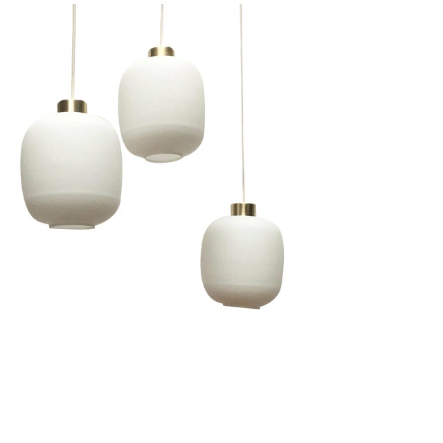 Mid-Century German Balloon Glass Pendant Lamps, 1960s, Set of 3 For Sale