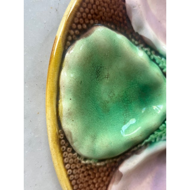 Ceramic 19th Century English Majolica Oyster Plate For Sale - Image 7 of 9