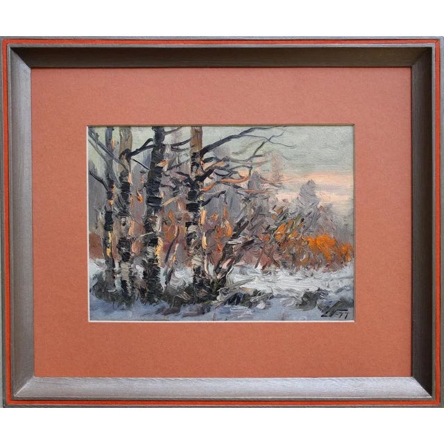 1970s Edgars Vinters, Winter Morning, 1977, Oil on Cardboard For Sale - Image 5 of 5