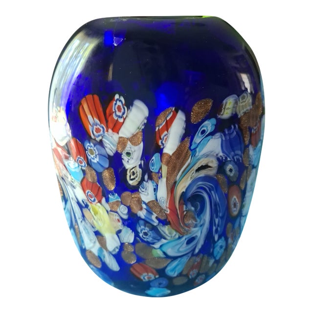1960s Authentic Murano Glass Millefiori Vase For Sale