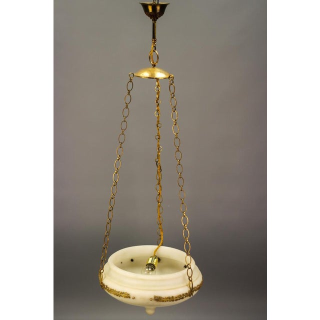 French Neoclassical Style White Alabaster, Gilt Bronze and Brass Pendant Light, 1890s For Sale - Image 13 of 18