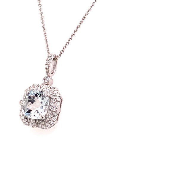 Natural Finely Faceted Quality Aquamarine Diamond Necklace 18k Gold 18" 2.24 TCW Certified $3,950 920940 This is a Unique...