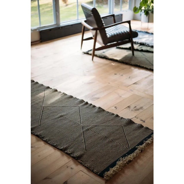 Black Black and Sand Tan Flatweave Zanafi Moroccan Wool Runner (Made-To-Order) 2'6" X 10' For Sale - Image 8 of 10