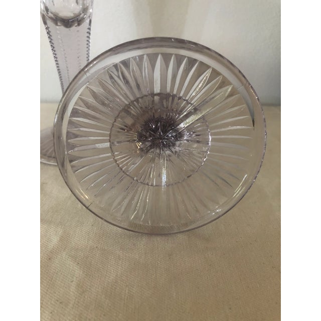 Early 20th Century Antique Brilliant Cut Glass Trumpet Vases- a Pair For Sale - Image 5 of 7