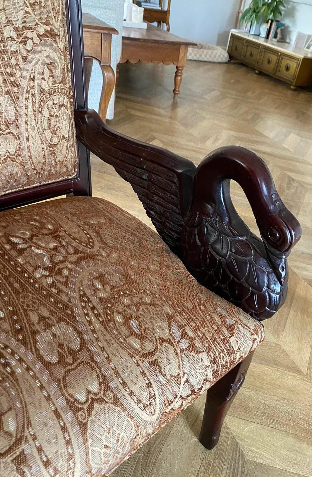 1940's Carved Wooden Swan Chair | Chairish