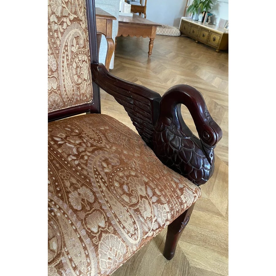 スワン彫刻の木製椅子 1940's Carved Wooden Swan Chair | Chairish