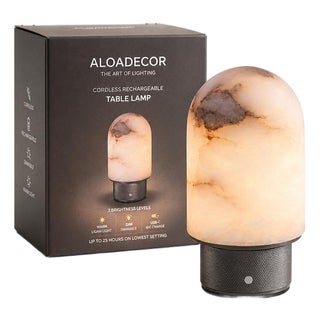 Aloadecor Natural Spanish Alabaster Rechargeable Table Lamp With Dimmable Led For Sale