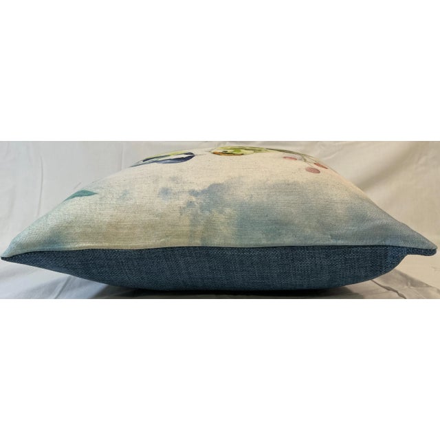 16" Square Decorative Toss Pillow Embellished With a Pair of Colorful Birds Perched on a Tree Limb With Red Berries - Made in the U K For Sale - Image 10 of 11