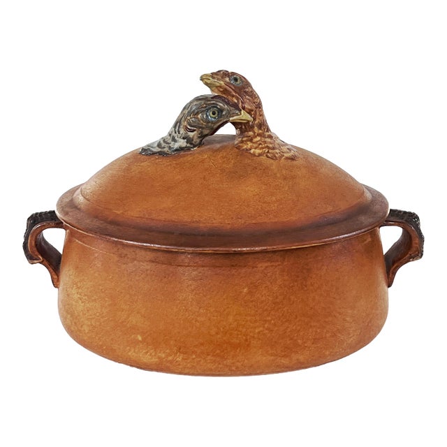 Antique French Pillivuyt Glazed Porcelain Chicken Tureen/Roaster C1900 For Sale