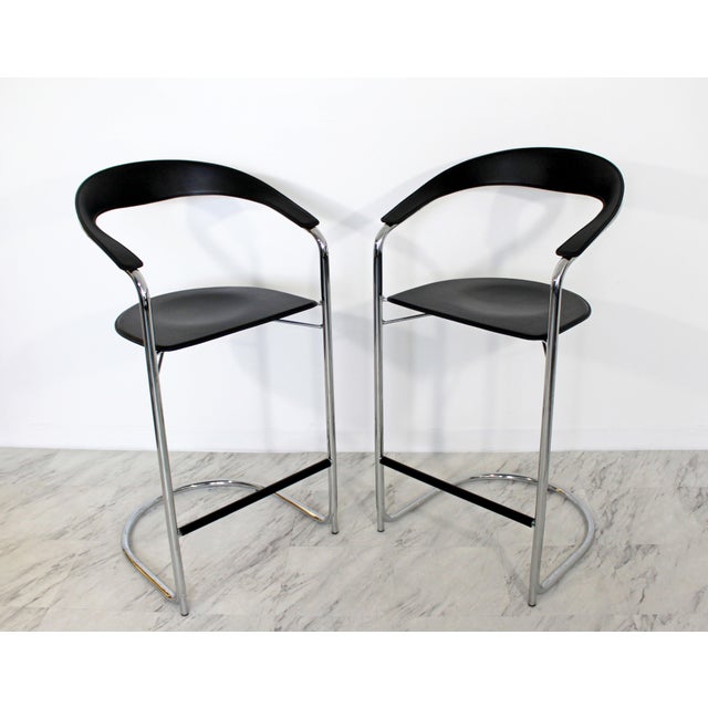 1970s Vintage Thonet Italian Mid Century Modern Bar Stools - a Pair For Sale In Detroit - Image 6 of 9