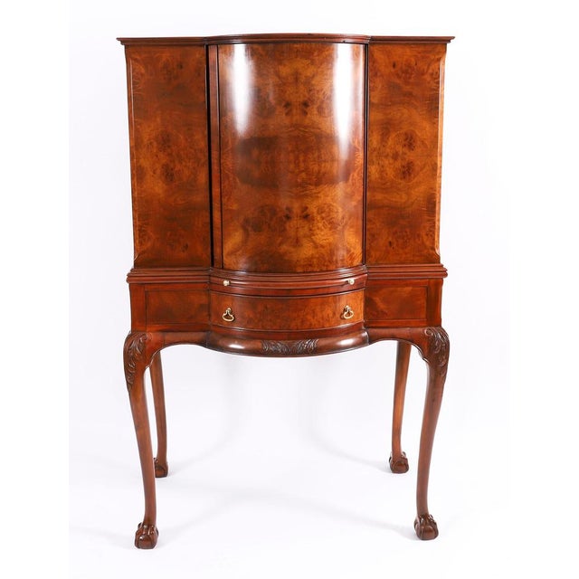 Antique Burr Walnut Revolving Dry Bar Cabinet, 1920s For Sale - Image 3 of 18