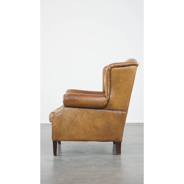 Wing Chair in Sheep Leather For Sale - Image 5 of 15