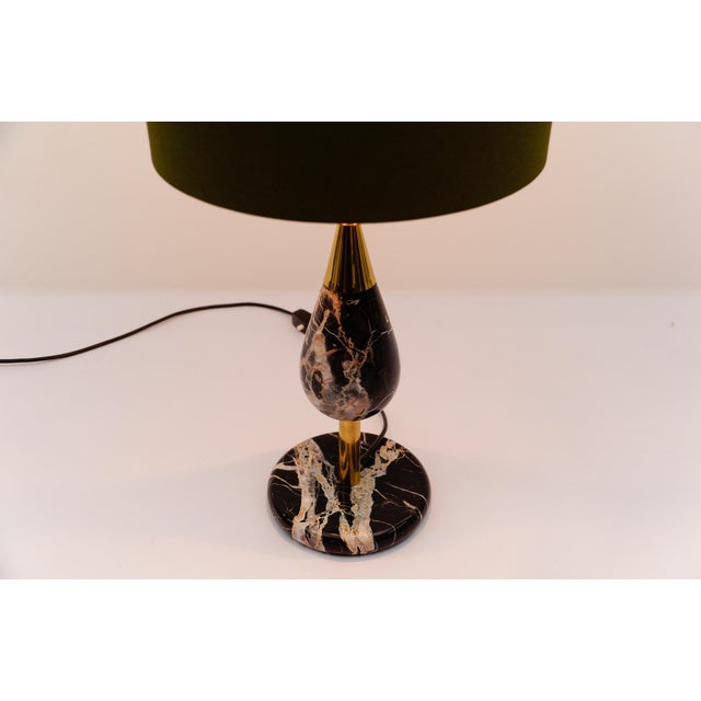 Metal Mid-Century Modern Black Marble and Brass Table Lamp, Italy, 1960s For Sale - Image 7 of 9