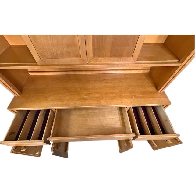 Conant Ball 1950's Mid-Century Conant Ball Modernmates Solid Birch 2pc Hutch Cabinet For Sale - Image 4 of 5