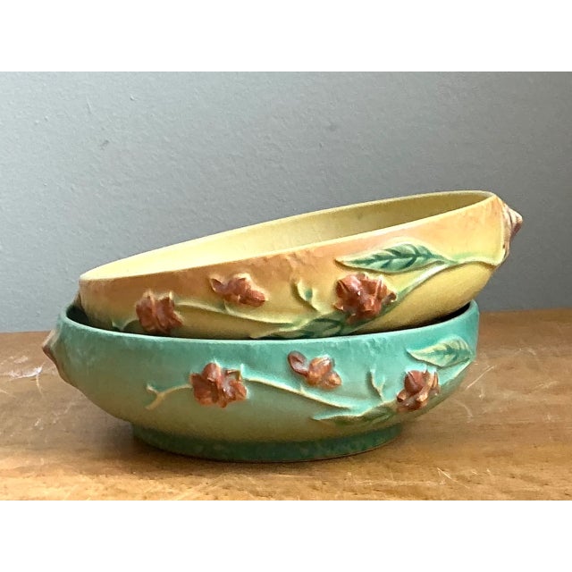 Vintage Roseville “Bittersweet” Floral Ceramic Bowls - Pair For Sale In West Palm - Image 6 of 12