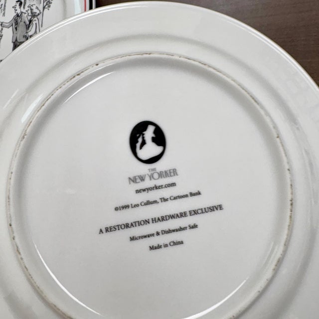 Vintage New Yorker Plates, Set of 3 | Restoration Hardware Wine Cartoon For Sale - Image 10 of 11