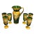 Early 20th Century Late Victorian Bohemian Emerald Green Enameled & Gilt Art Glass Beverage Set With Pitcher and Six Goblets - 7 pcs For Sale