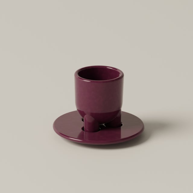 Early 21st Century Cuuup Super Glossy Porpora Coffee Cup and Saucer by Burgio., Set of 2 For Sale - Image 5 of 5