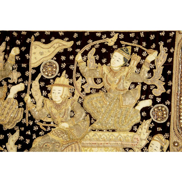 Gold Large Vintage Indian Needlework Wall Hanging, 1970 For Sale - Image 8 of 10