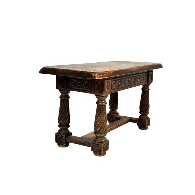 Wabi-Sabi Table with Turned Legs, 1940s For Sale - Image 9 of 11