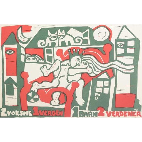 Henning Tais Hedin, Humorous Scene with a Couple, 1978, Proof Print on Paper For Sale - Image 6 of 6