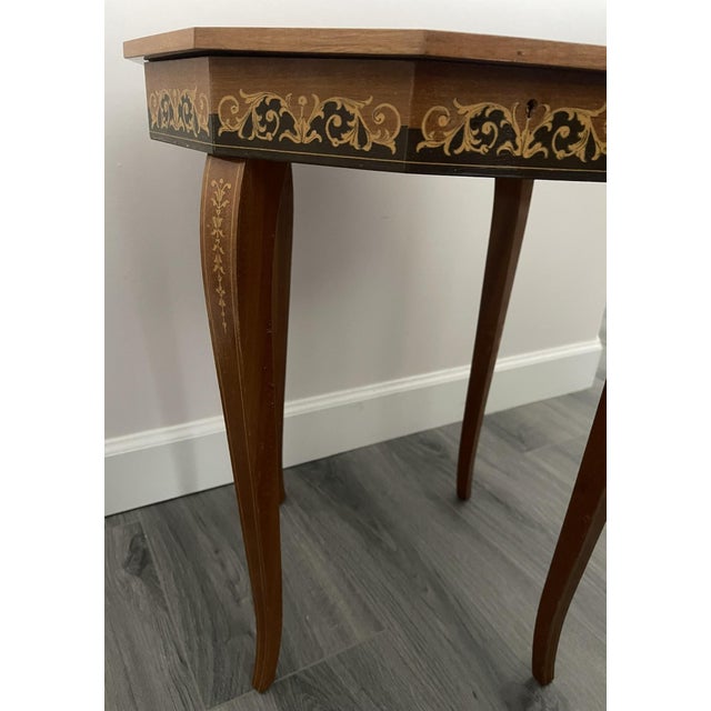 Italian 1960s Italian Marquetry Music Box Table For Sale - Image 3 of 9