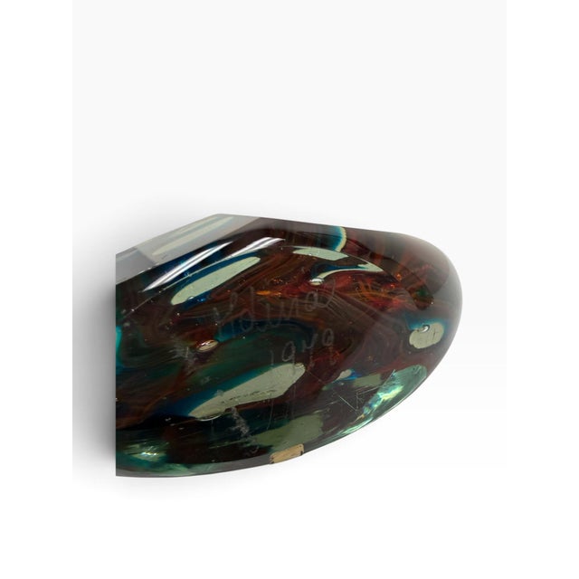 Teal Signed 1959 Mid-Century Kosta Vicke Lindstrand Swedish Art Glass Teardrop Vase For Sale - Image 8 of 9