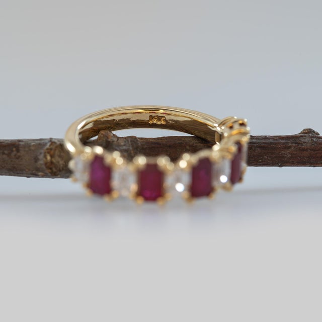 Ruby and Natural Diamond Band Ring – Stylish and Trending Fine Jewelry for Women, Size 6.75 For Sale - Image 9 of 9
