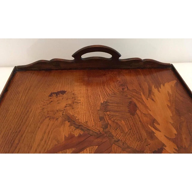 Art Nouveau Emile Gale' French Cross De Lorraine Art Nouveau Marquetry Wood Tray For Sale - Image 3 of 10
