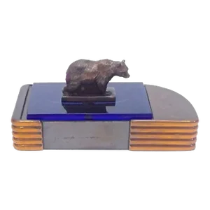 Vintage Art Deco Bronze & Copper Bear Box
