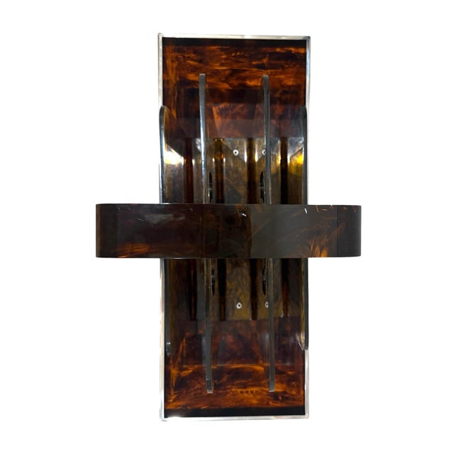 Metal Italian Dior Faux Tortoise and Chrome Magazine Holder For Sale - Image 7 of 12